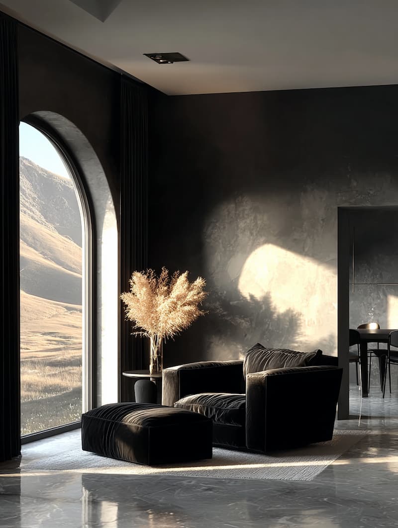 Minimalist Interior with Dramatic Lighting